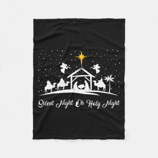 Silent Night Holy Night Nativity Scene Christian C フリースブランケット (正面)