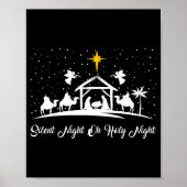 Silent Night Holy Night Nativity Scene Christian C ポスター (正面)