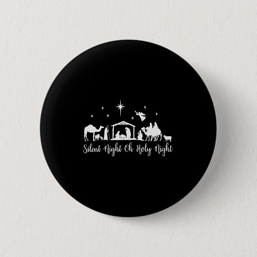 Silent Night Holy Night Nativity Scene Religious C 缶バッジ (正面)