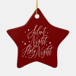 Silent Night Holy Night Red Christmas Star セラミックオーナメント