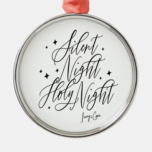 Silent Night Holy Night Round Christmas Ornament メタルオーナメント (正面)