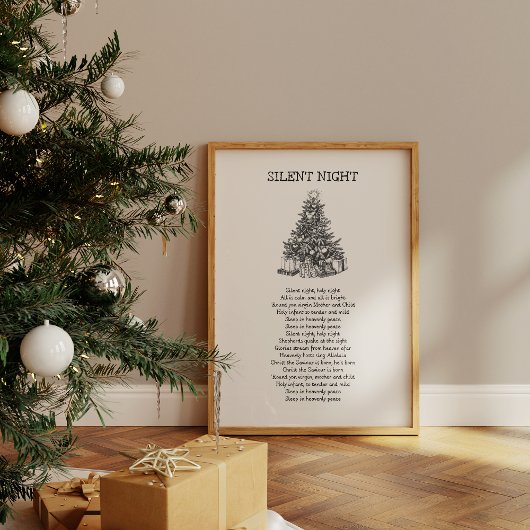 Silent Night Hymn Lyrics Wall Print ポスター
