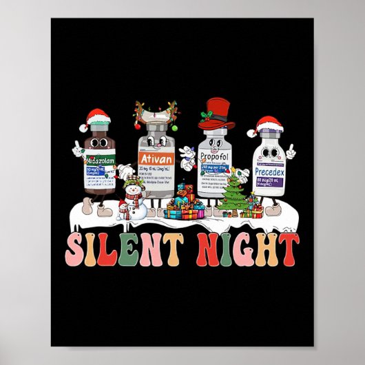 Silent Night Merry Christmas Nurse Pills Pharmacis ポスター (正面)