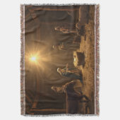 “Silent Night Nativity” Christian Blanket スローブランケット (正面縦)