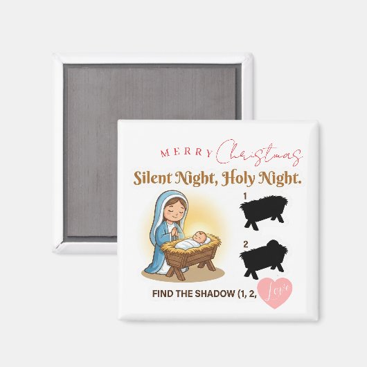 Silent Night Nativity Scene Find The Shadow Game マグネット (正面/裏面)