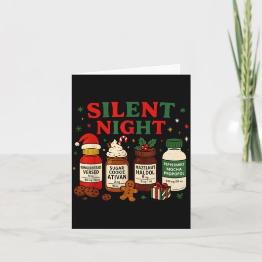 Silent Night Profol Icu Nurse Funny Christmas Medi カード (正面)