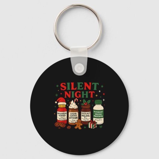 Silent Night Profol Icu Nurse Funny Christmas Medi キーホルダー (正面)
