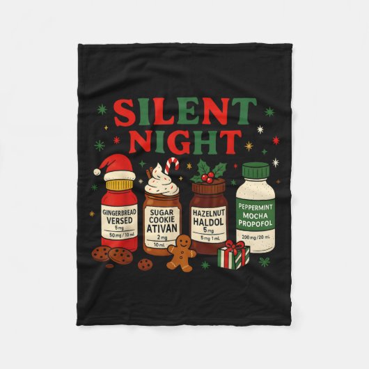 Silent Night Profol Icu Nurse Funny Christmas Medi フリースブランケット (正面)