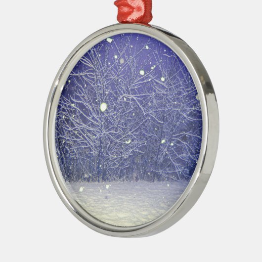 Silent Night Snowfall メタルオーナメント (左)