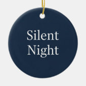 Silent Night Typography Classic Navy Blue & White  セラミックオーナメント (正面)