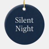 Silent Night Typography Classic Navy Blue & White  セラミックオーナメント (裏面)