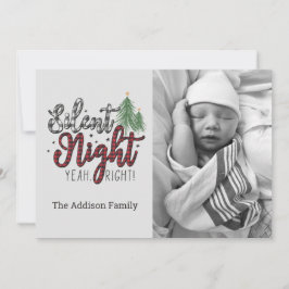 Silent Night Yeah Right Plaid Christmas Card シーズンカード