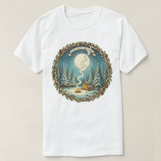Silent Nights Wild Hearts Winter Camping Art Tシャツ (デザイン正面)