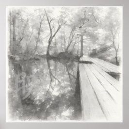 Silent Passage — 映 (Reflection) | Ink Painting Art ポスター