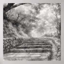 Silent Passage — 道 (The Path) Japanese Sumi-e Ink  ポスター