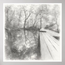 Silent Passage — Ink Painting Wabi-Sabi Reflection ポスター