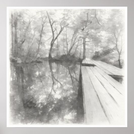 Silent Passage — Ink Painting Wabi-Sabi Reflection ポスター (正面)