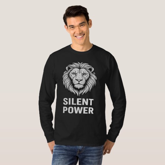 Silent Power Men’s T-Shirt – Bold Black & White Li Tシャツ (正面フル)