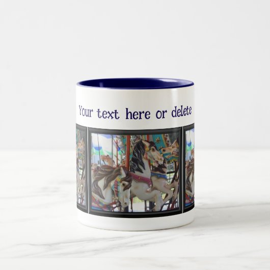 Silent Prancers Carousel Horses Personalized  ツートーンマグカップ (中央)