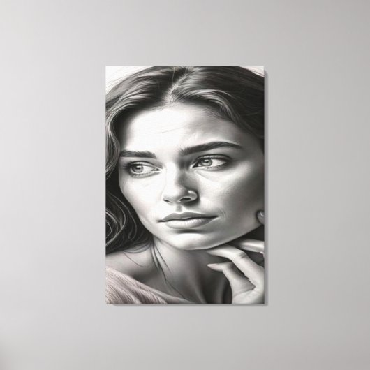 Silent Reflection: Cinematic Black and White キャンバスプリント (正面)