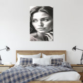 Silent Reflection: Cinematic Black and White キャンバスプリント (インサイチュ (寝室))