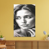 Silent Reflection: Cinematic Black and White キャンバスプリント (インサイチュ (リビング))