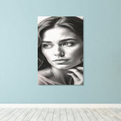 Silent Reflection: Cinematic Black and White キャンバスプリント (インサイチュ (ウッドフロア))