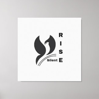 Silent Rise 鳥 ロゴ ミニマリスト ブラック コーヒーマグ キャンバスプリント