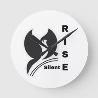 Silent Rise 鳥 ロゴ ミニマリスト ブラック コーヒーマグ ラウンド壁時計