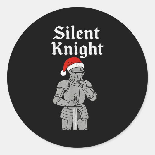 Silent Santa Knight Christmas Holiday Xmas Theme M ラウンドシール (正面)
