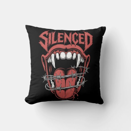 Silent Scream Mouth Illustration クッション (正面)