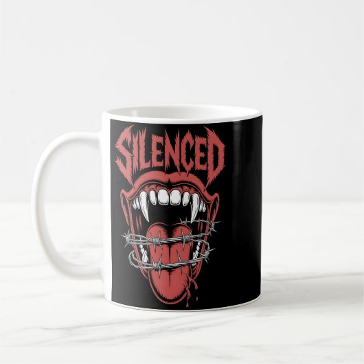 Silent Scream Mouth Illustration コーヒーマグカップ (左)