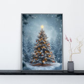 Silent Snow Christmas Tree Poster ポスター