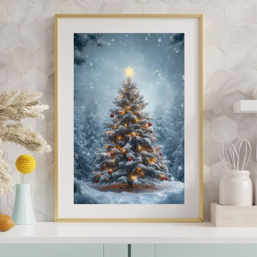 Silent Snow Christmas Tree Poster ポスター