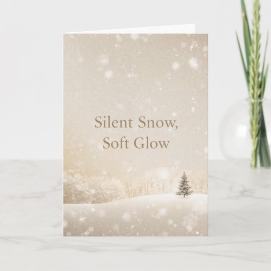 Silent Snow, Soft Glow;ミニマリストな上品なクリスマス カード (正面)