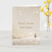 Silent Snow, Soft Glow;ミニマリストな上品なクリスマス カード (黄色い花)
