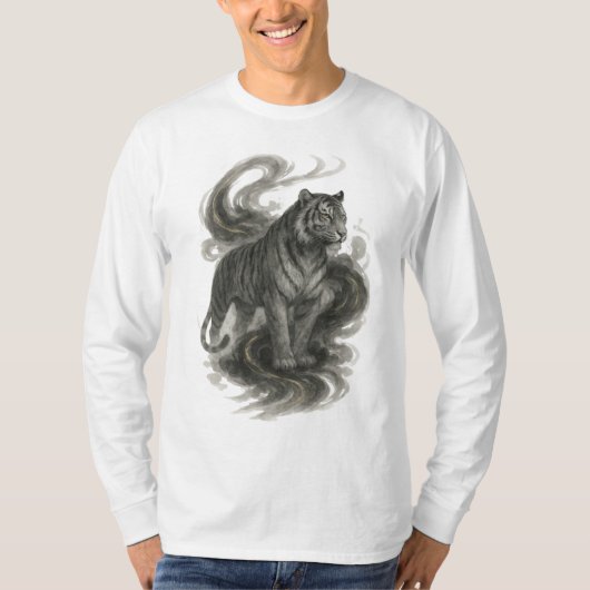 【Silent Tiger – Japanese Ink Style Long Sleeve T-】 Tシャツ (正面)