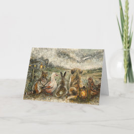 Silent Watching Whimsical Farmhouse Animals  カード