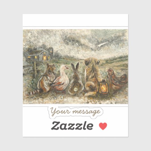 Silent Watching Whimsical Farmhouse Animals シール (シート)