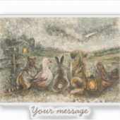 Silent Watching Whimsical Farmhouse Animals シール (正面)