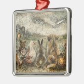 Silent Watching Whimsical Farmhouse Animals  メタルオーナメント (左)