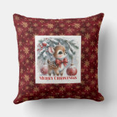 Silent winter scene snowy baby fawn Christmas  クッション (裏面)