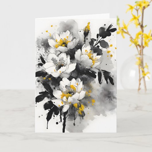 Silente tomentosa - Watercolor flowers カード (黄色い花)