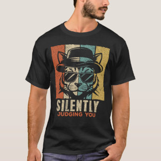 Silently Judging You Retro Cool Cat Tシャツ