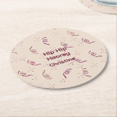 Silhouette Art Ribbon and Confetti Birthday Party ラウンドペーパーコースター (アングル)