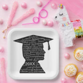 Silhouette Boy Graduate on White  ペーパープレート (パーティー)