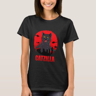 Silhouette Catzilla- Funny Cats Cartoon Cool Desig Tシャツ