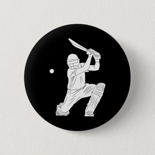 Silhouette Cricket Player Tsman Cricketeers Tter H 缶バッジ (正面)