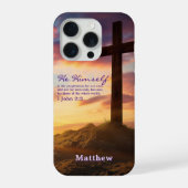 Silhouette Cross Scripture Verse Personalized iPhoneケース (裏面)