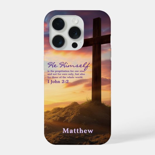 Silhouette Cross Scripture Verse Personalized iPhoneケース (裏面)